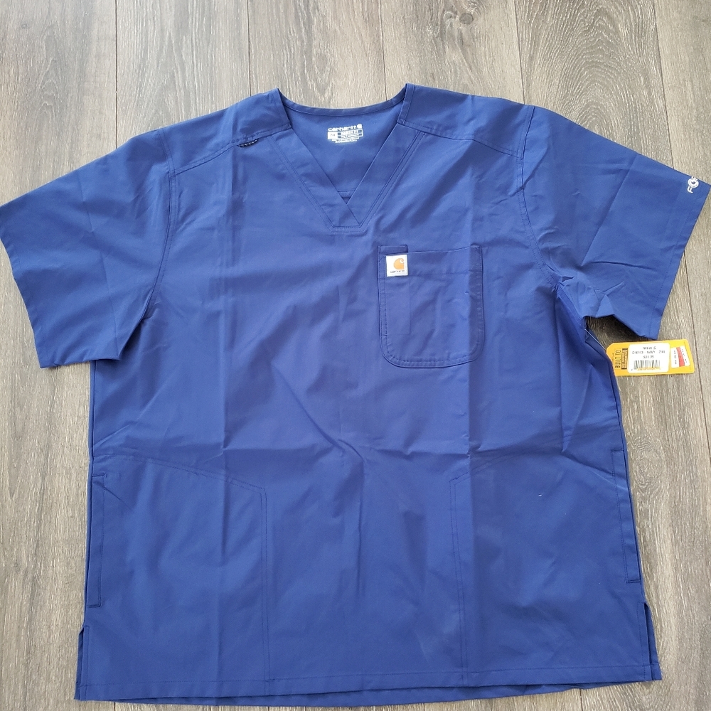 Carhartt Men’s Force V-Neck Utility Scrub Top Mens 2XL Navy Blue NEW WITH TAGS